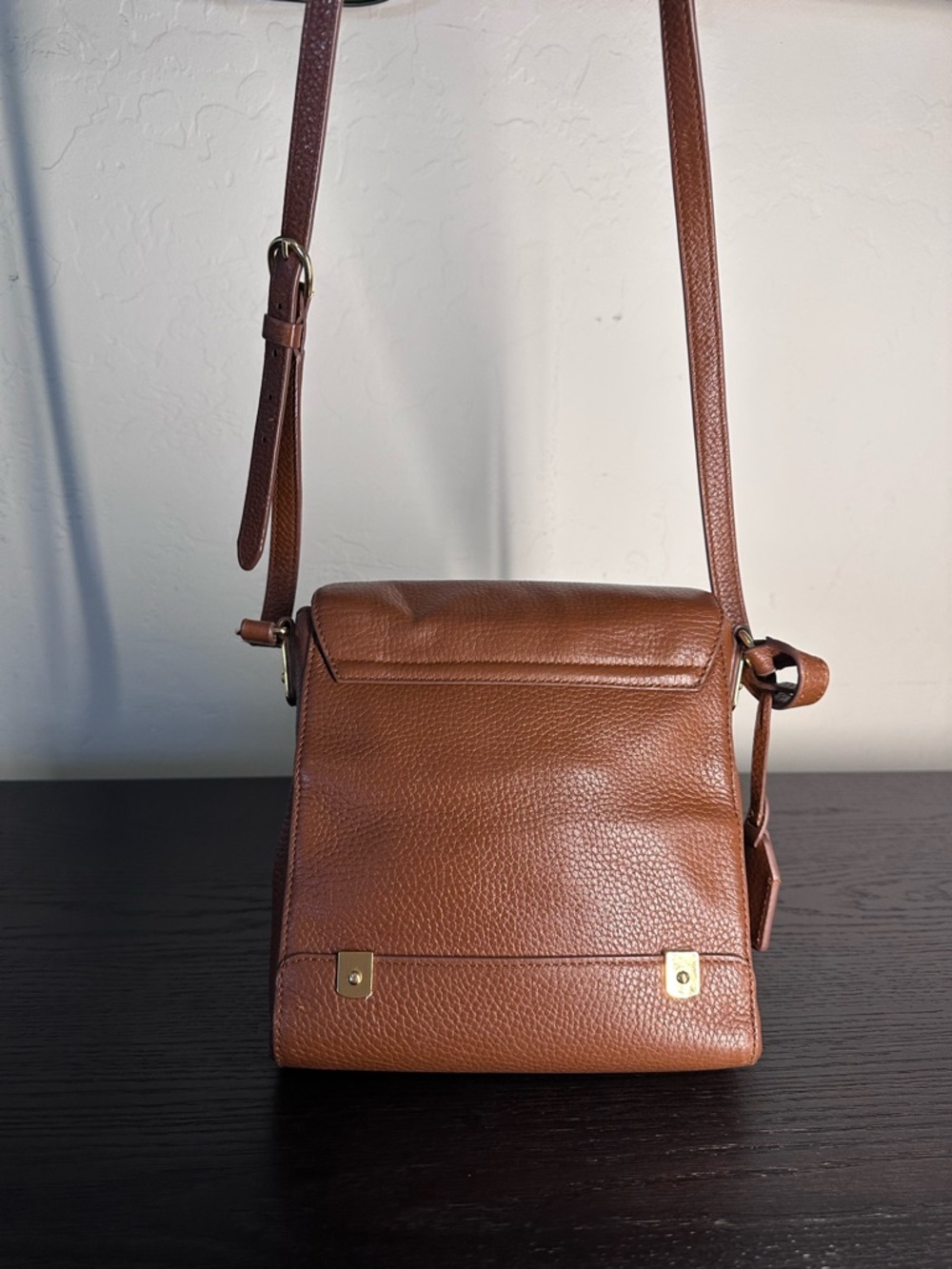 Ralph Lauren Tan Pebbled Leather Messenger Bag - Picture 6 of 13